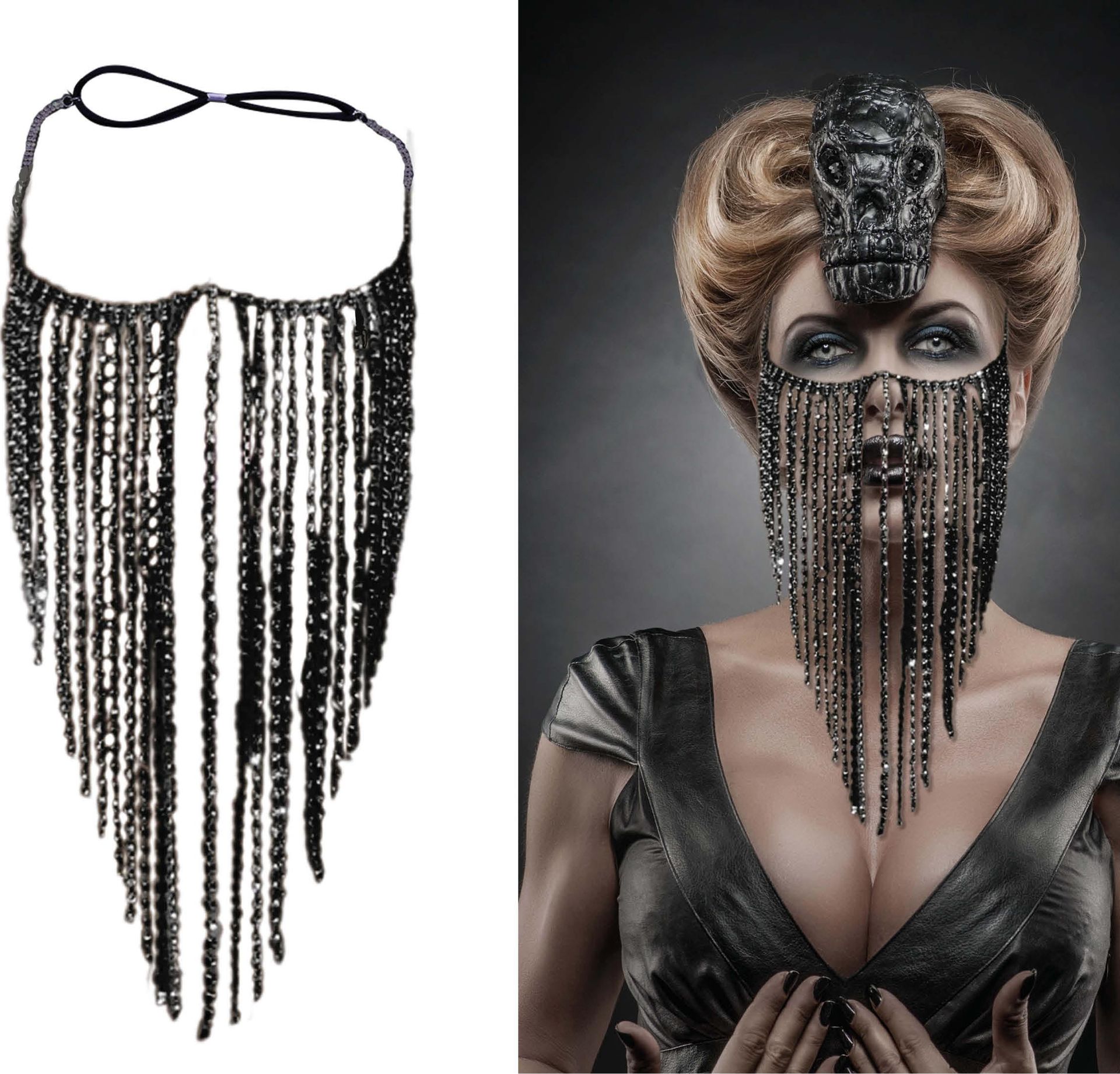 Zwarte Juwelen Gezicht Ketting