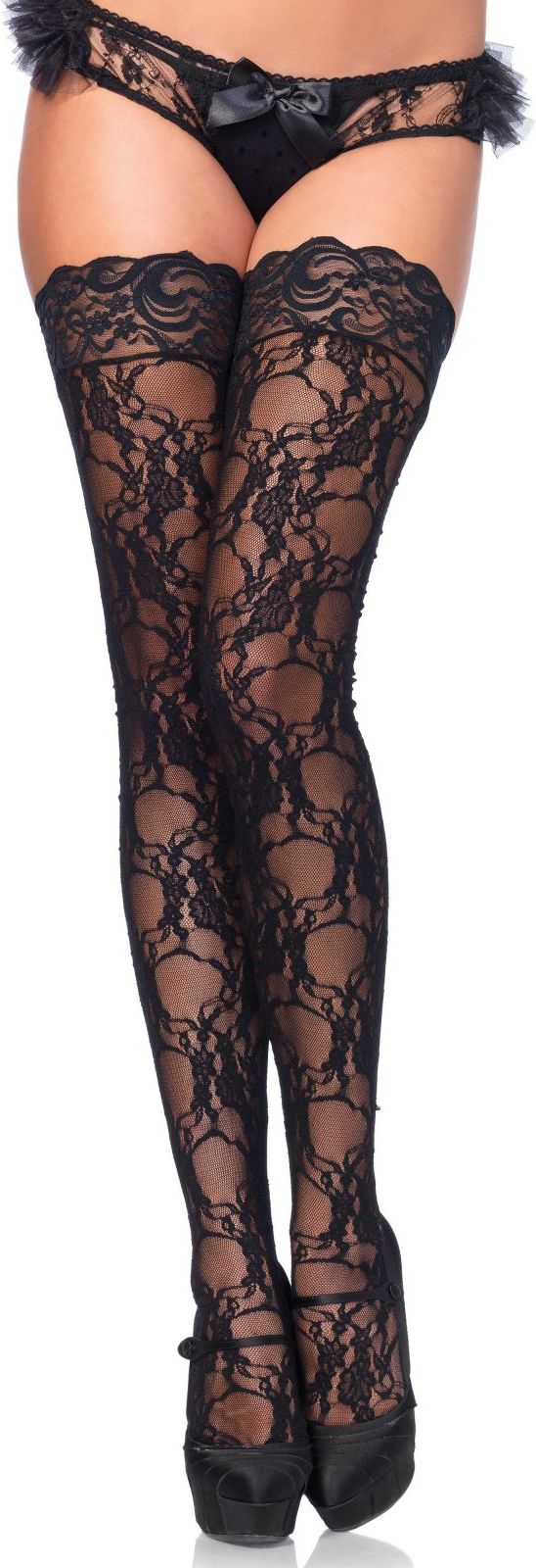 Zwarte Kanten Bloemen Kousen