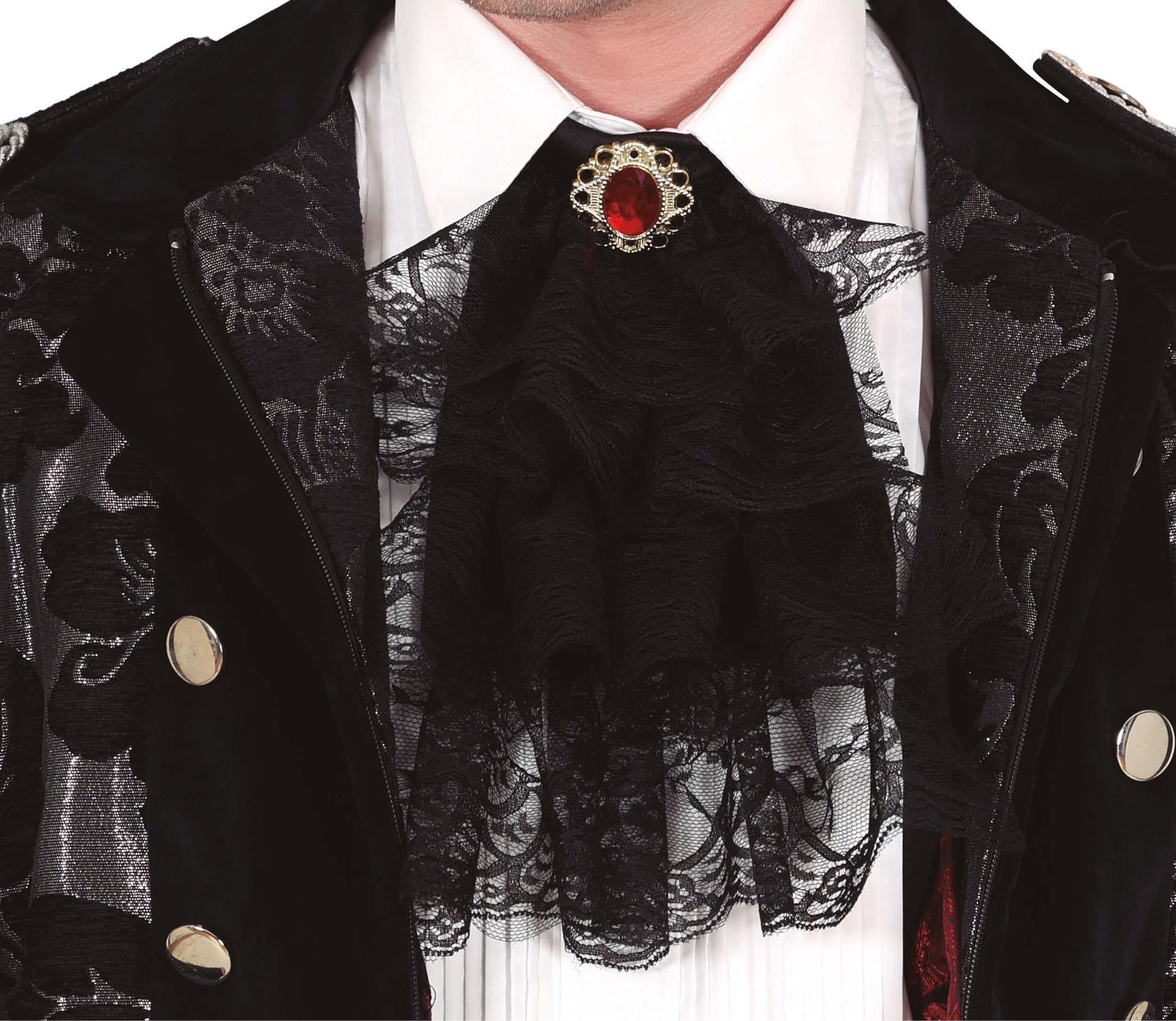 Zwarte Kanten Jabot Kraag