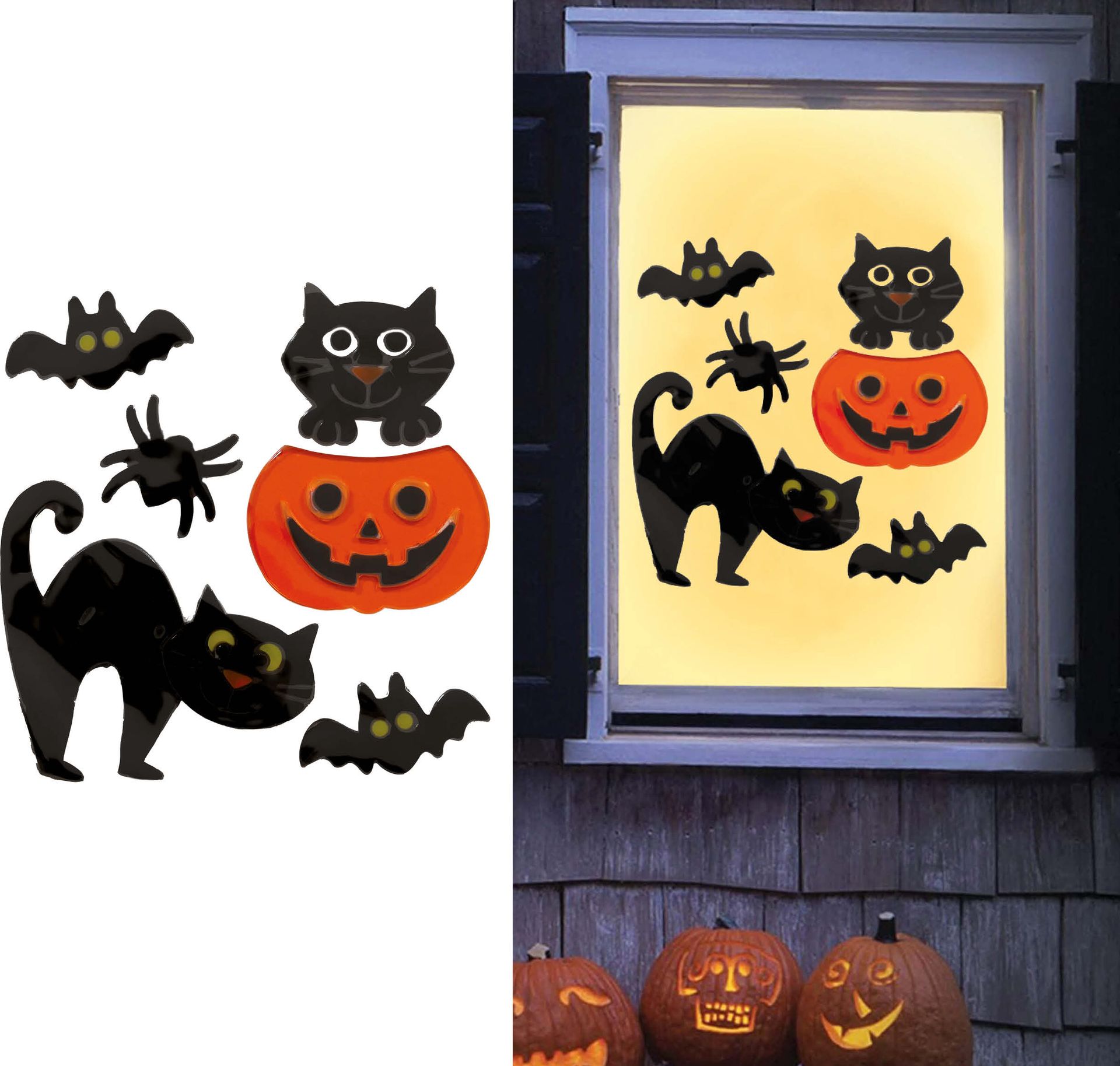 Zwarte Kat Halloween Gel Raamstickers
