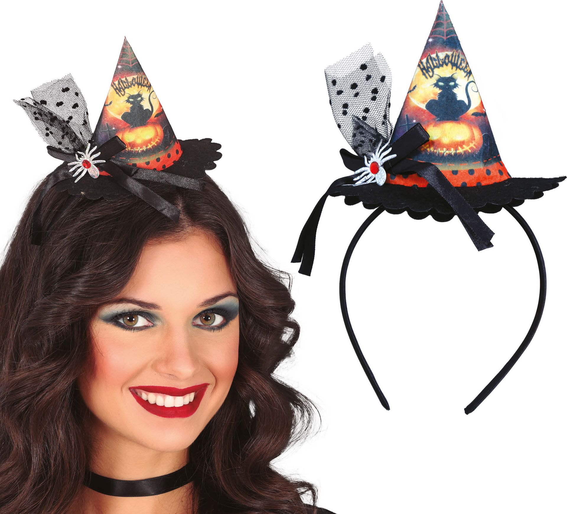 Zwarte Kat Mini Heksenhoed Haarband