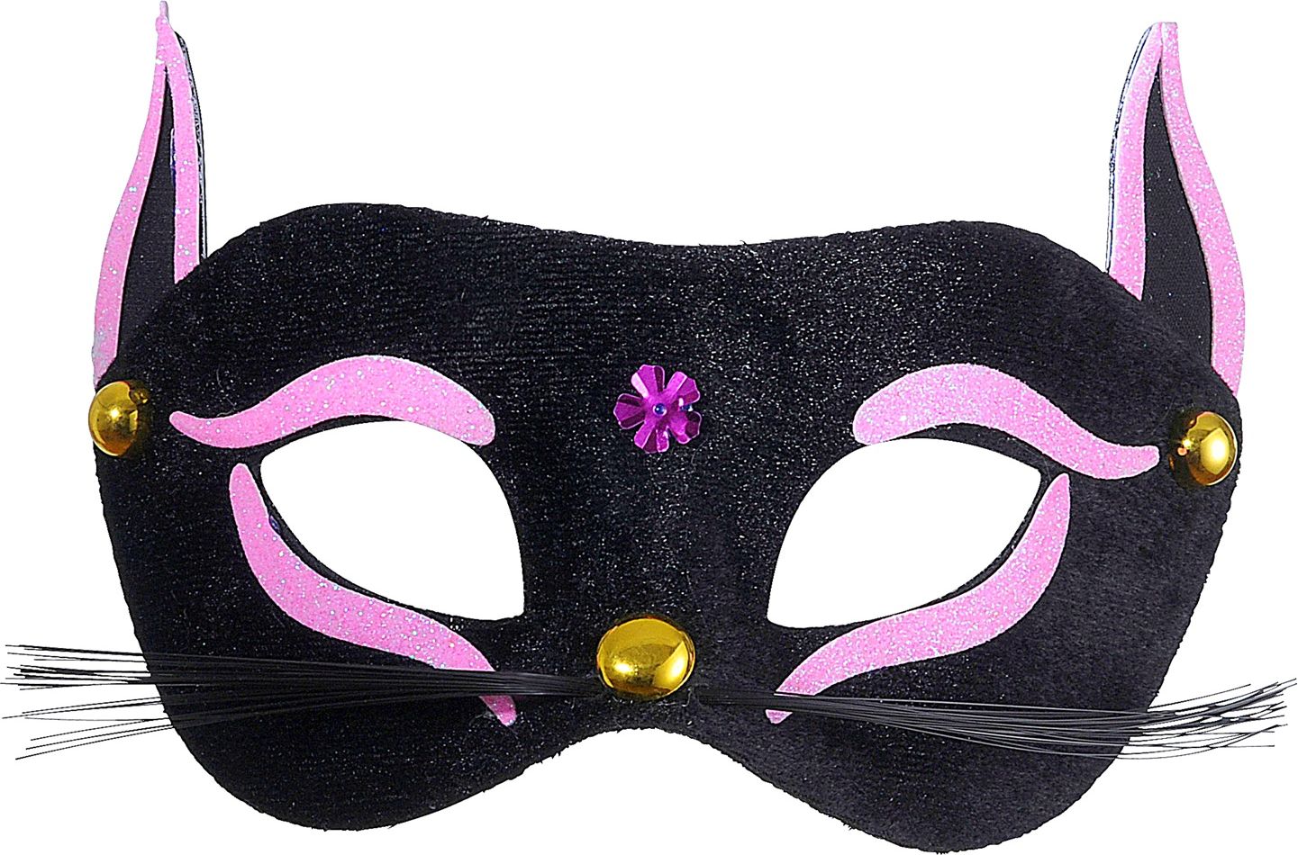 Zwarte Kat Oogmasker met Roze Glitters