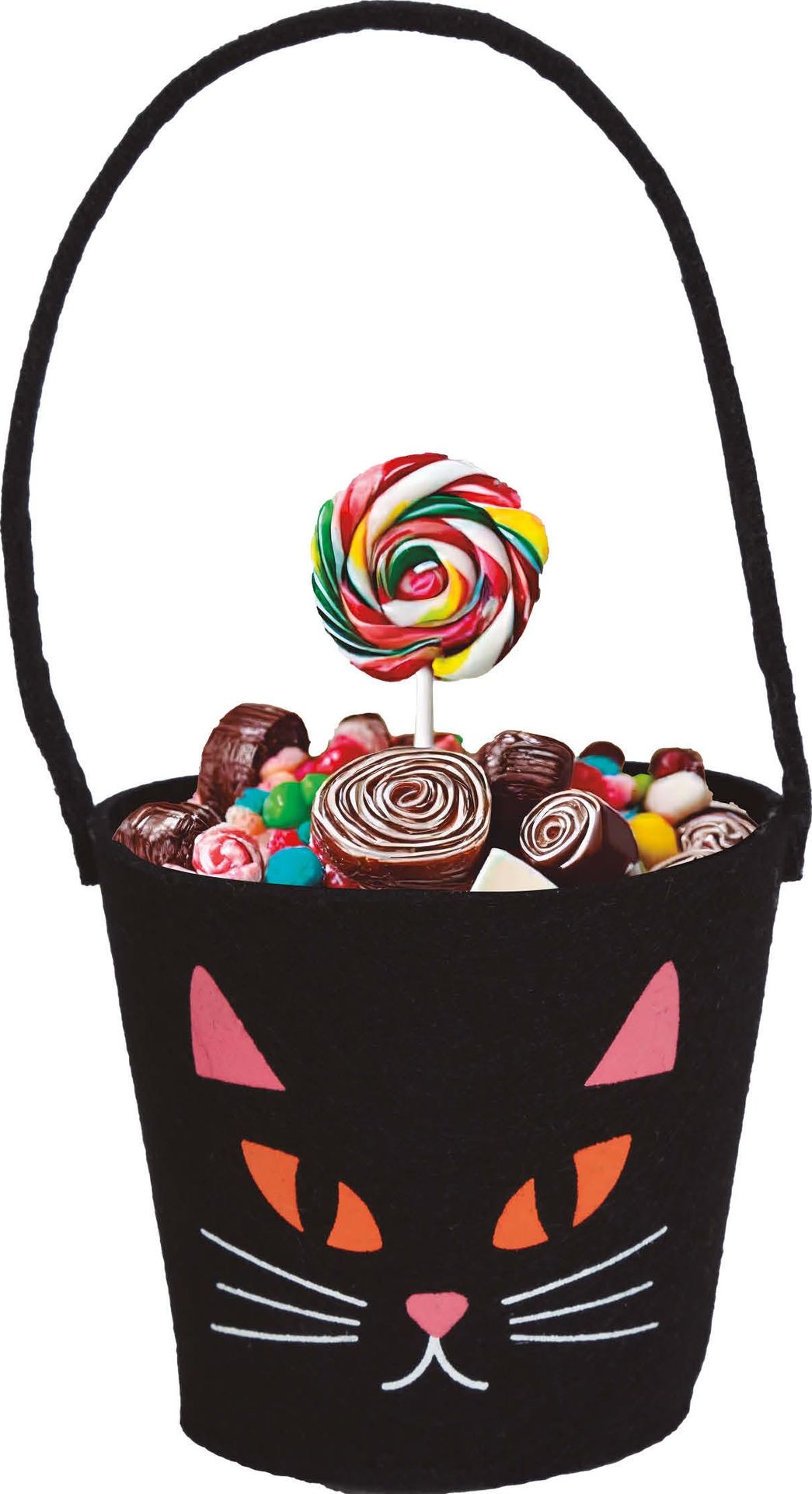 Zwarte Kat Vilten Snoep Emmer 13cm