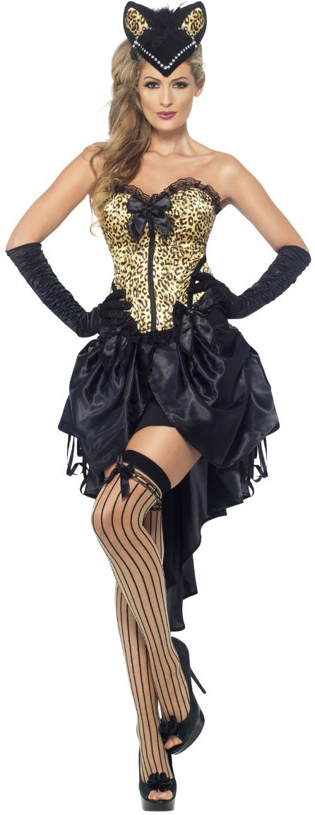 Zwarte Kattige Burlesque Kostuum