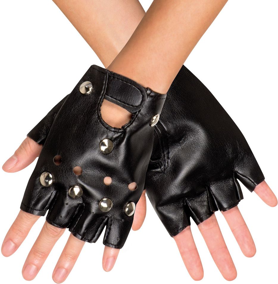 Zwarte korte biker handschoenen