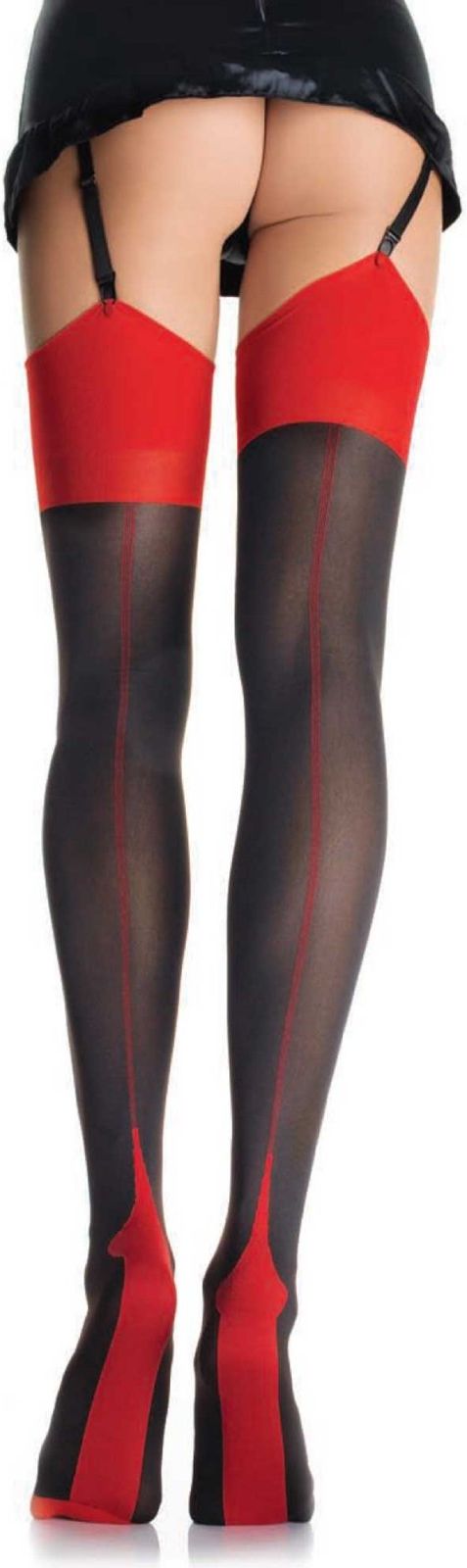 Zwarte Kousen met Rode Naad en Top