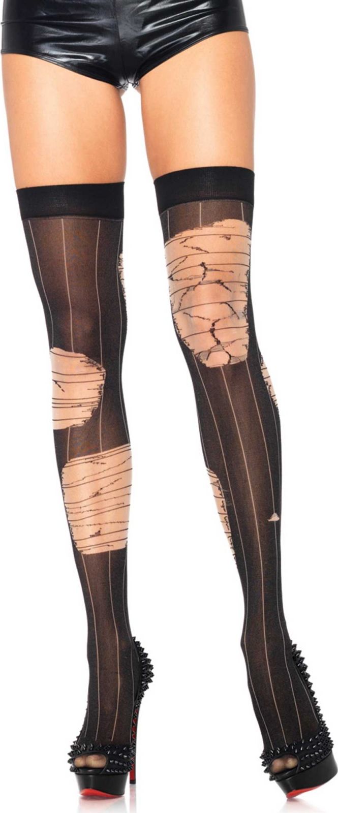 Zwarte Krijtstreep Kousen met Web Effect