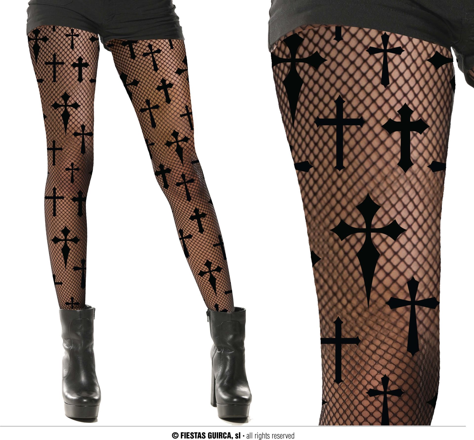Zwarte Kruis Panty Halloween Dames
