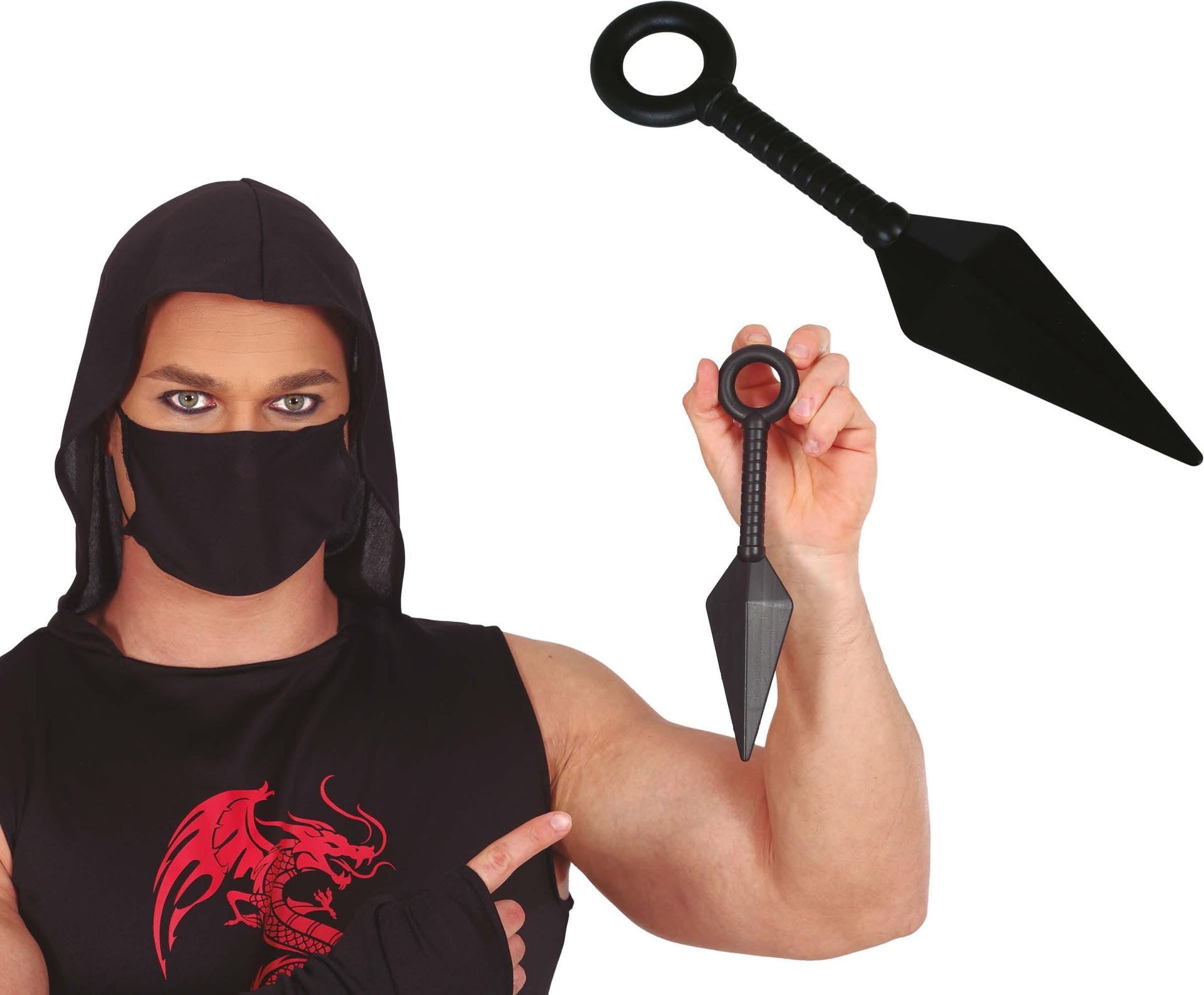Zwarte Kunai Ninja Mes 25cm