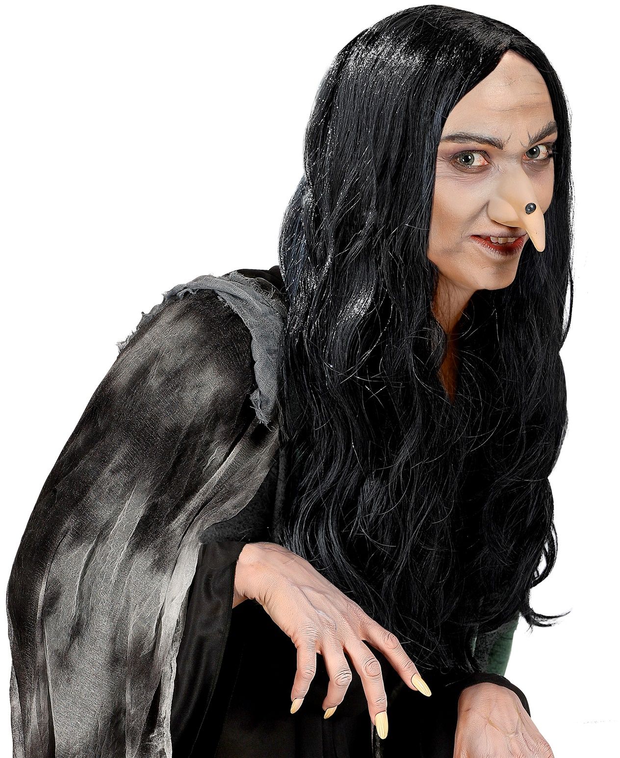 Zwarte Lange Heksen Pruik