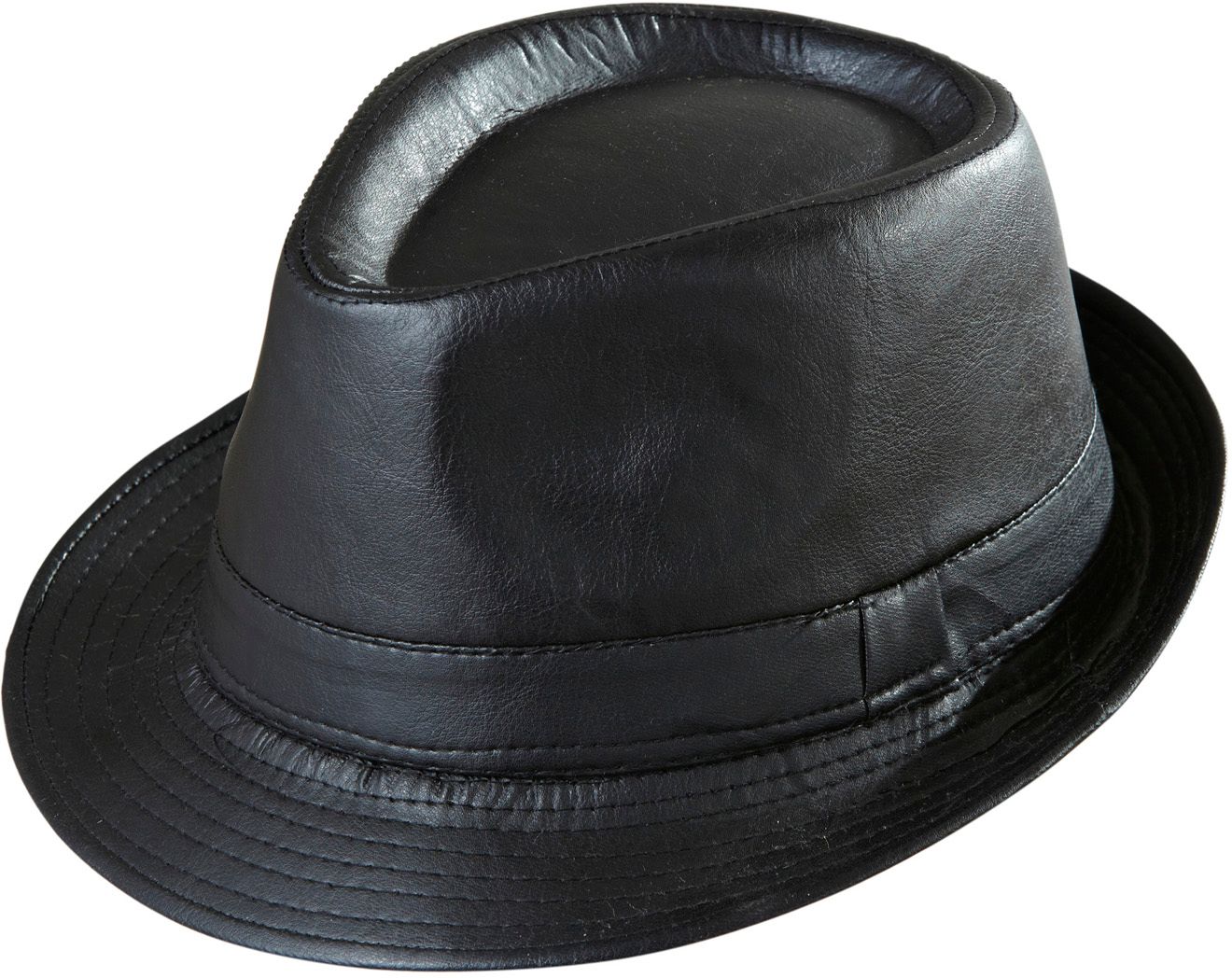 Zwarte Lederlook Fedora
