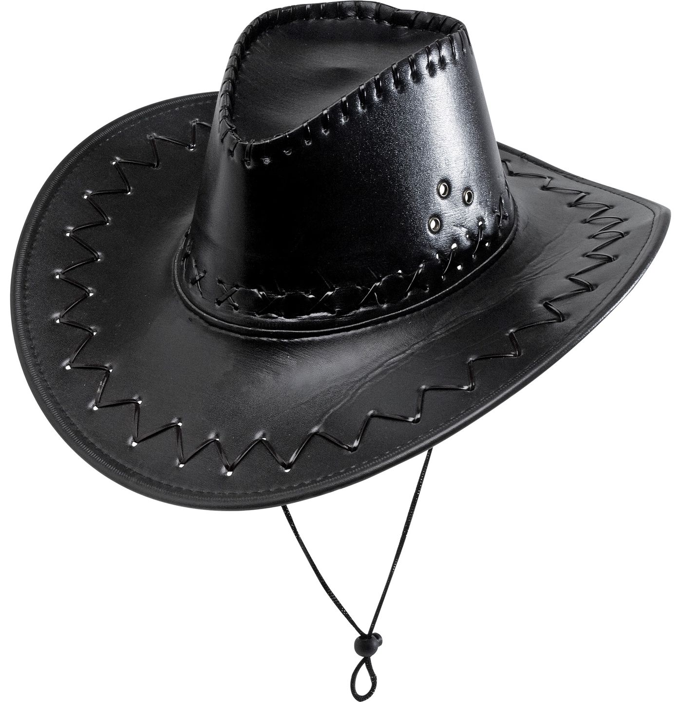 Zwarte Leerlook Cowboyhoed