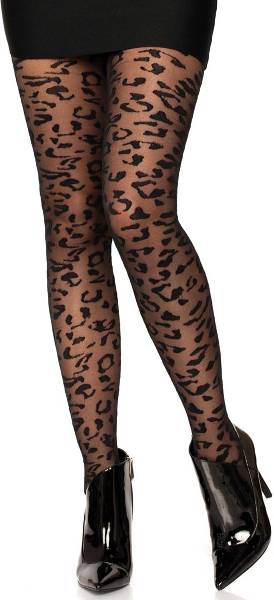 Zwarte Luipaardprint Panty Dames