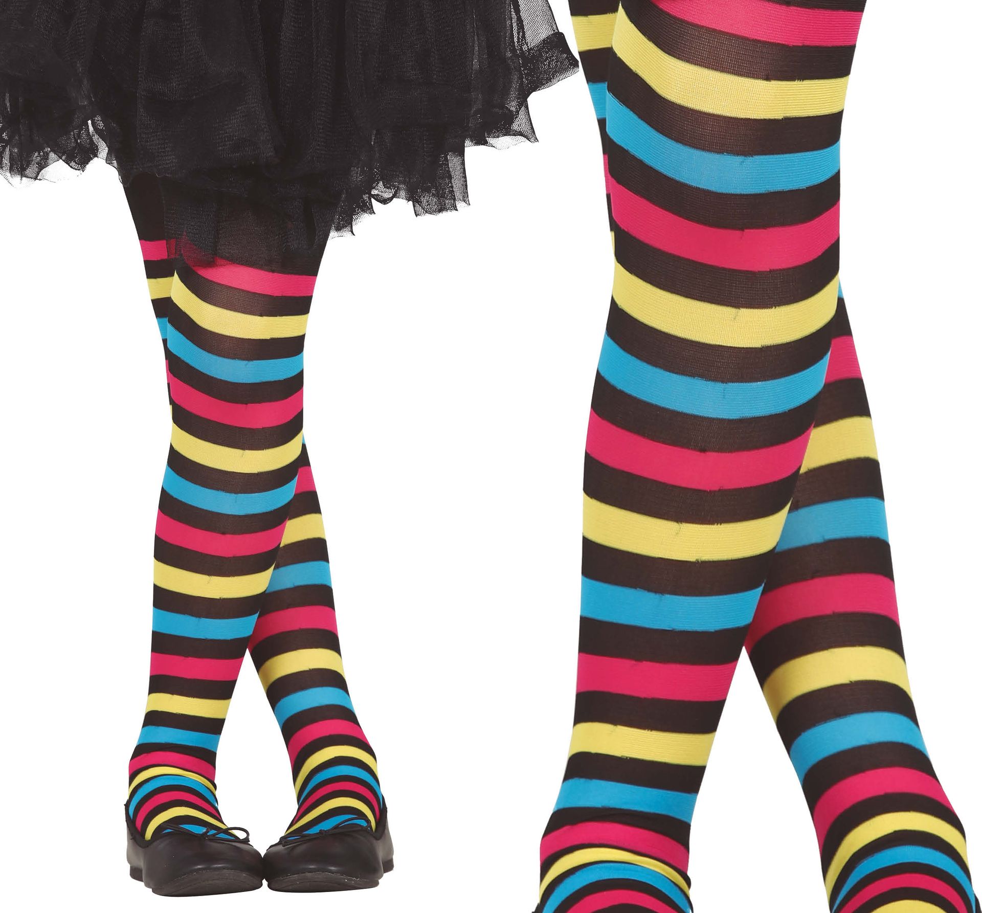 Zwarte Maillot met Gekleurde Strepen