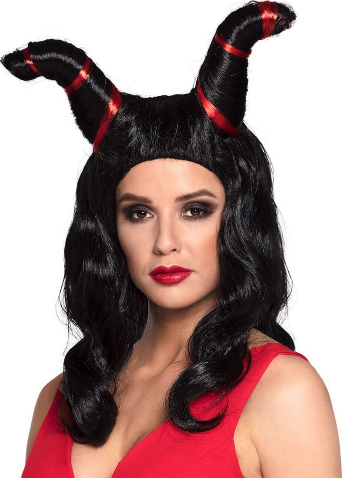 Zwarte Maleficent Pruik