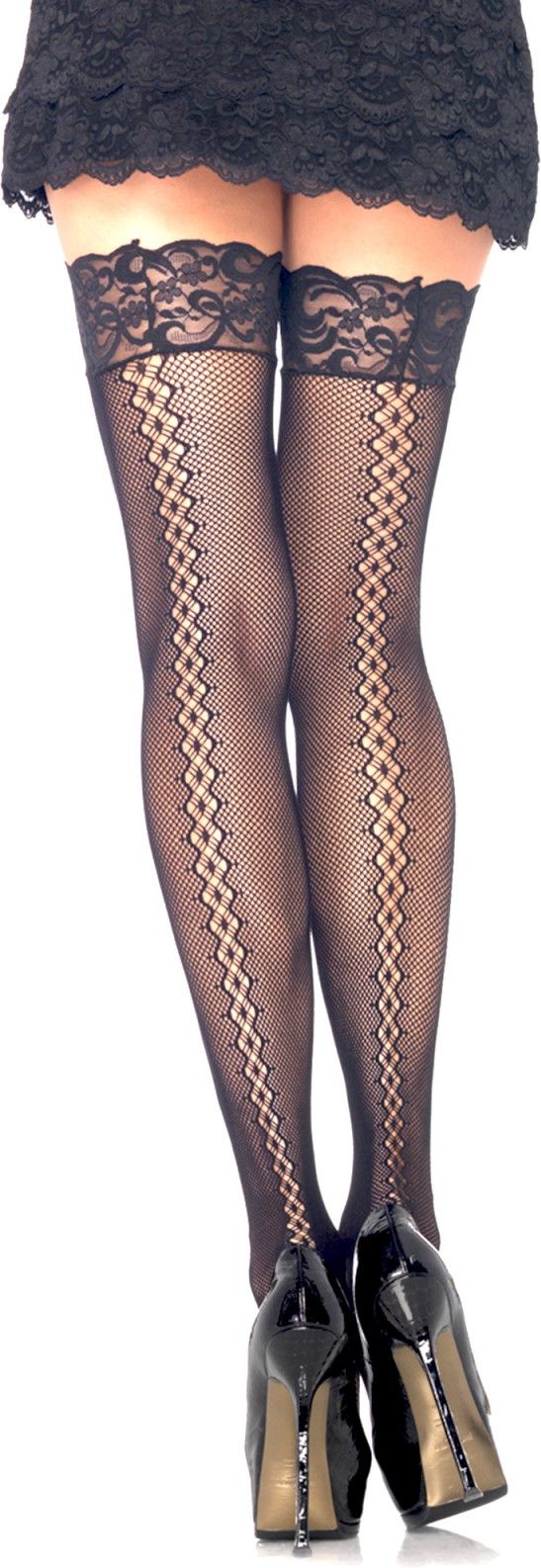 Zwarte Micro Visnet Kousen met Kronkelende Naad
