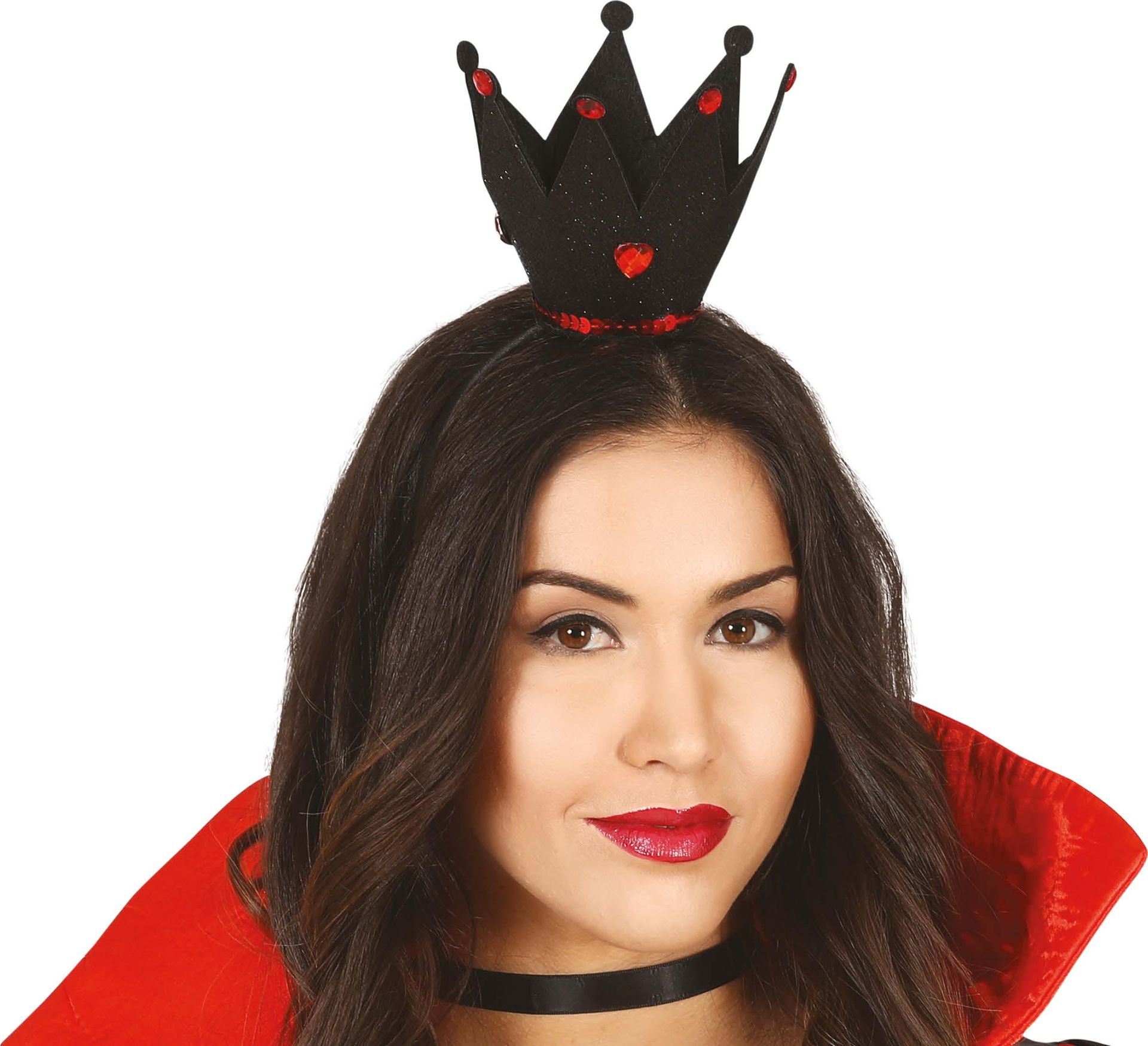 Zwarte Mini Kroontje Haarband met Glitters