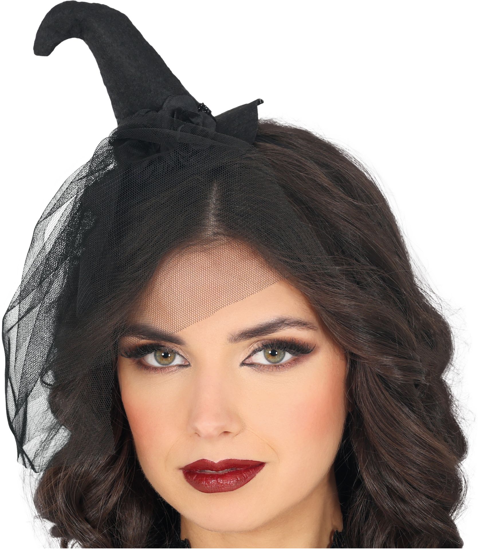 Zwarte Minihoed Heks met Sluier Halloween