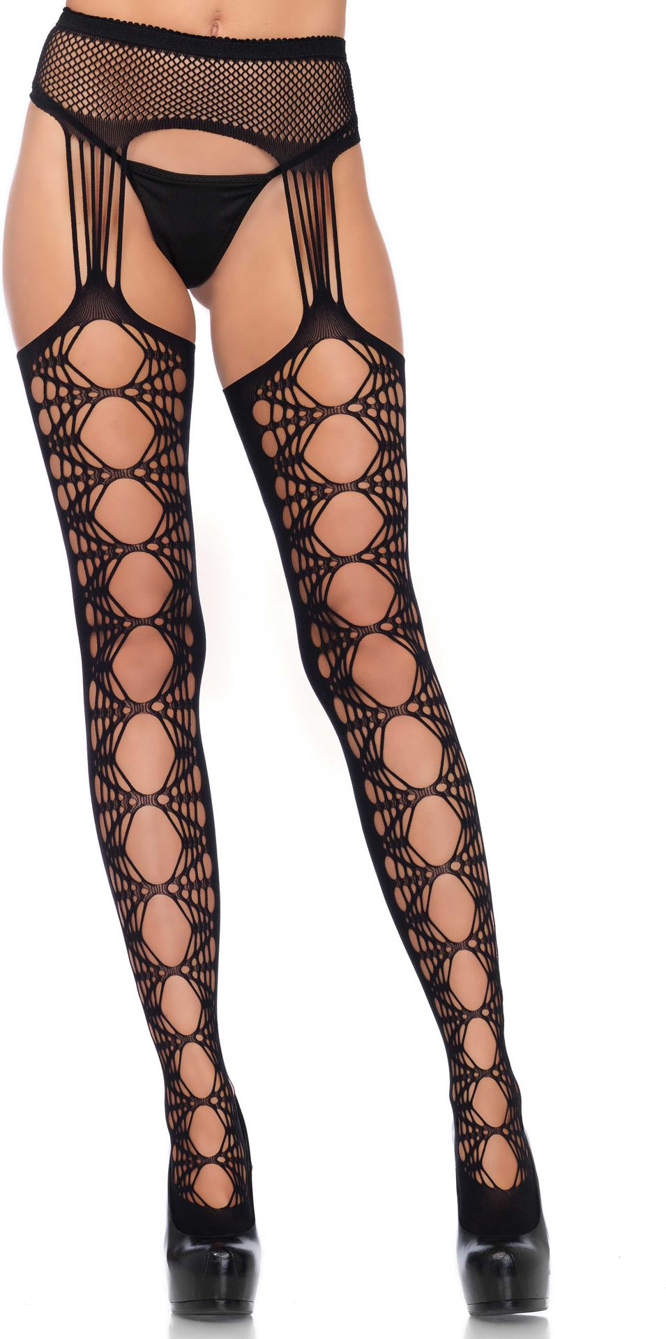 Zwarte Netpanty met Extra Grote Mazen