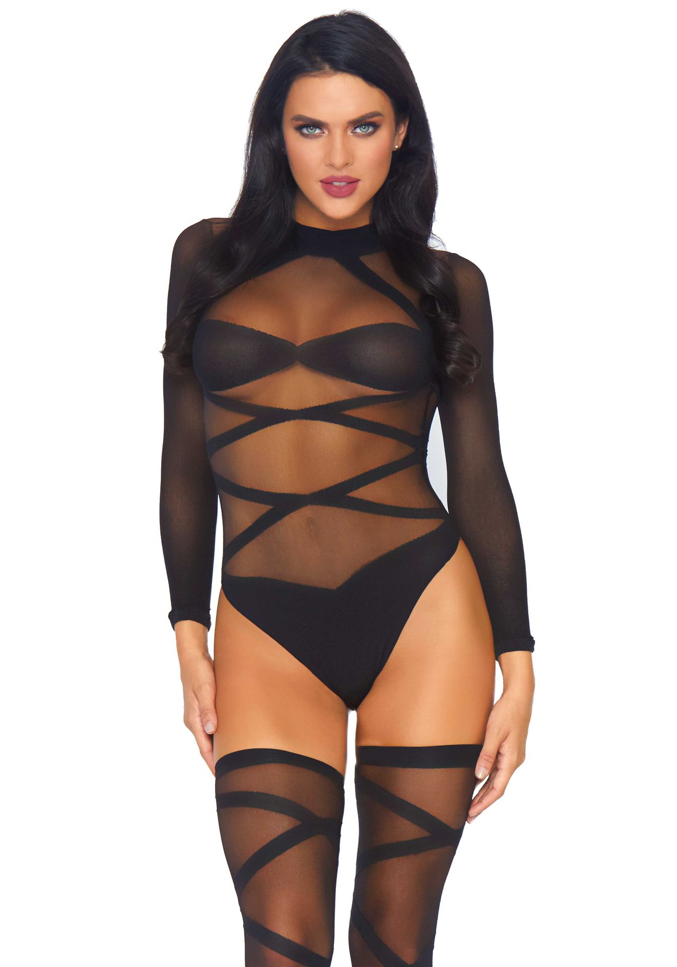 Zwarte Opaque Festival Bodysuit met Kousen