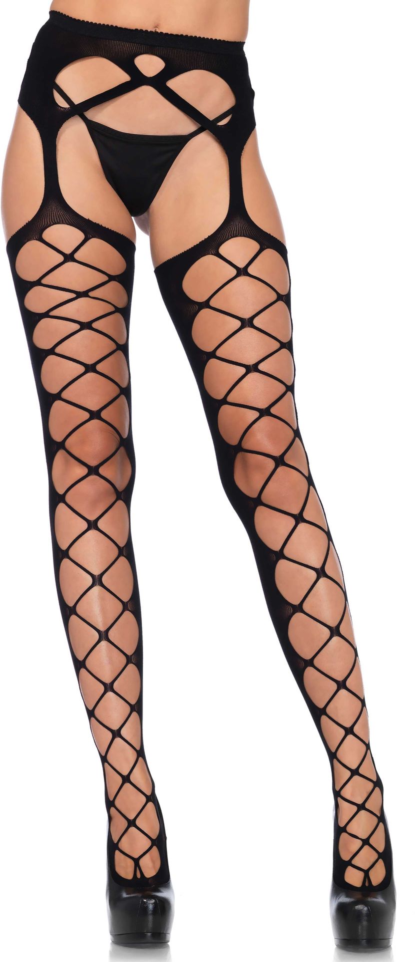 Zwarte Opaque Panty met Grote Mazen