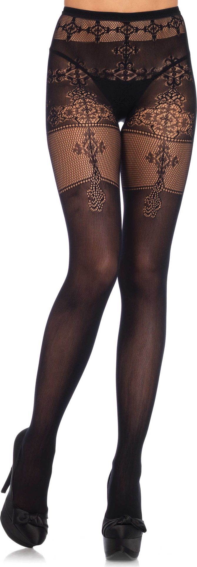 Zwarte Opaque Panty met Kanten Details