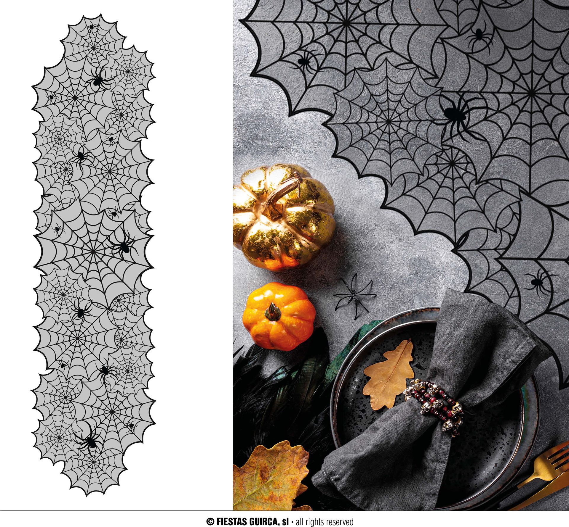 Zwarte Opengewerkte Spinnenweb Tafelloper