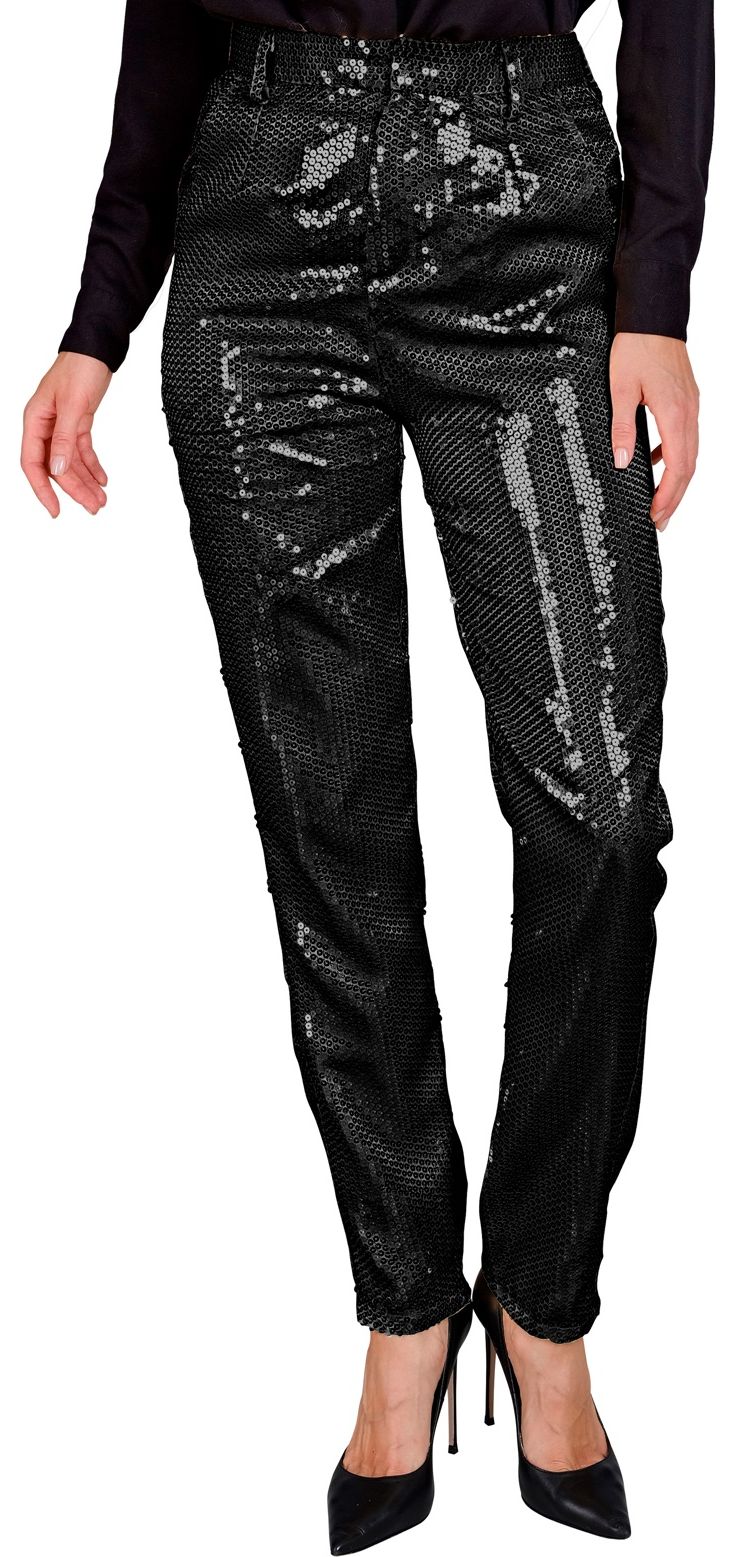 Zwarte Pailletten Broek Dames
