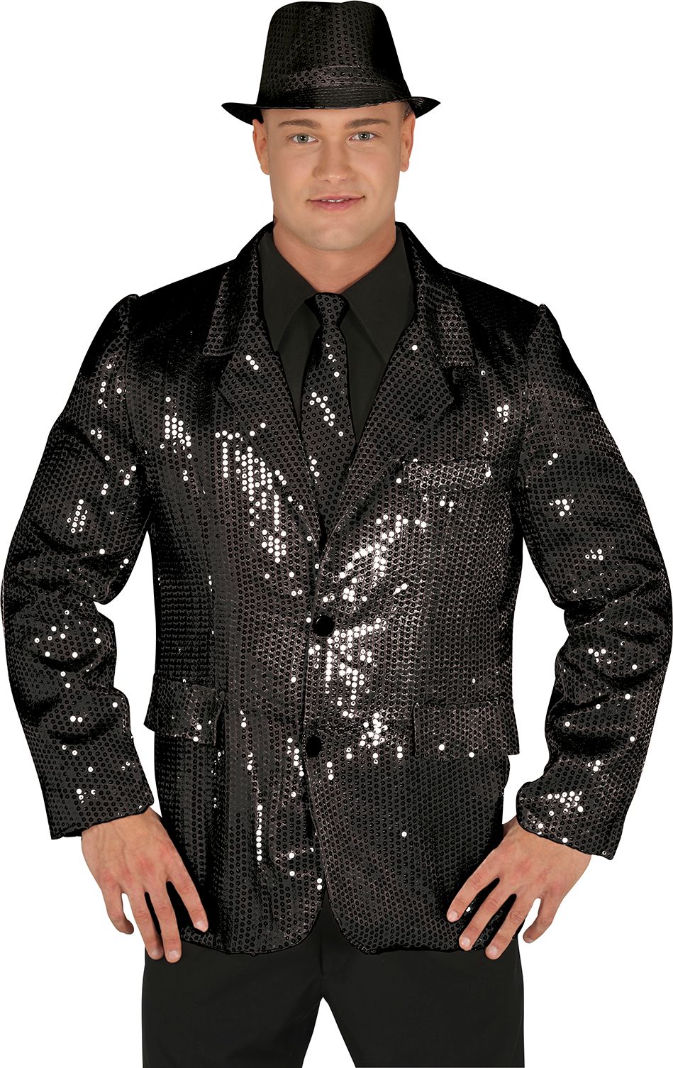 Zwarte Pailletten Colbert Man