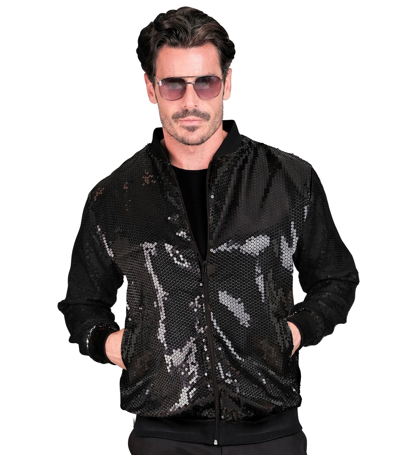 Zwarte Pailletten Foute Trainingsjas