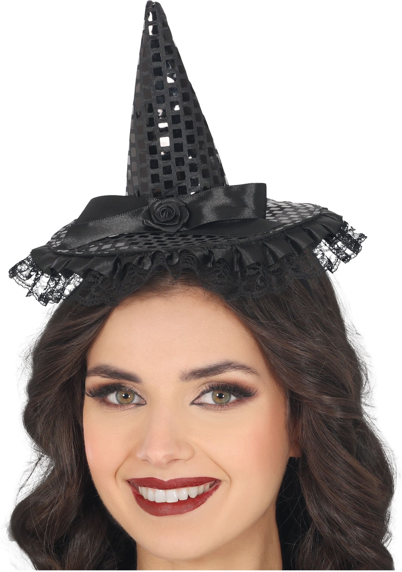 Zwarte Pailletten Minihoed Heks Halloween
