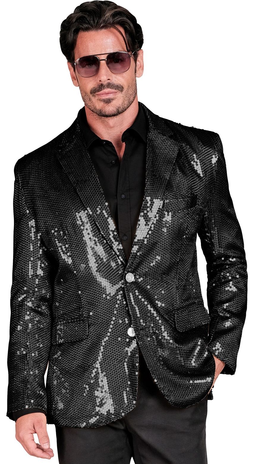 Zwarte Pailletten Party Colbert Heren