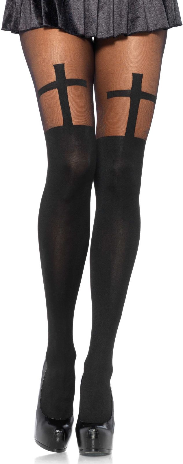 Zwarte Panty met Religie Kruizen