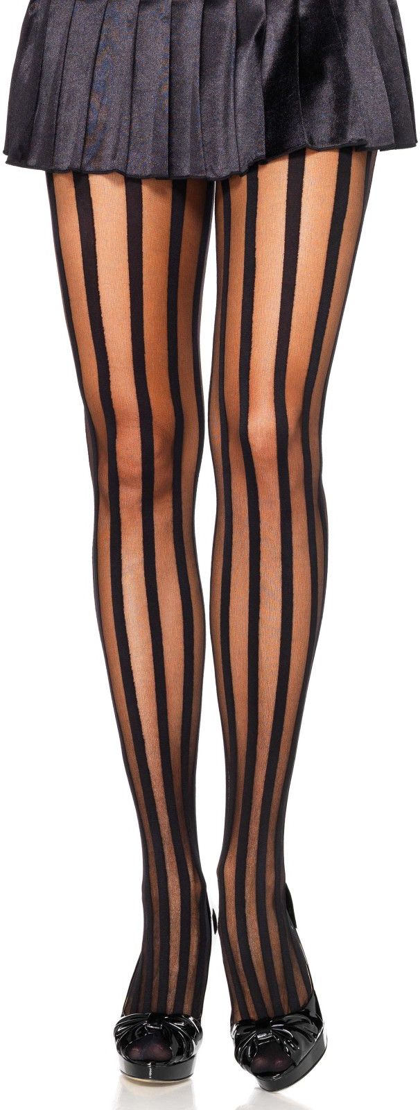 Zwarte Panty Verticale Strepen