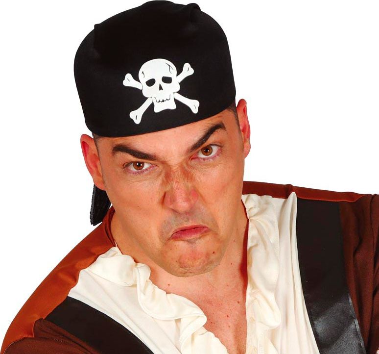 Zwarte Piraten Bandana met Doodskop