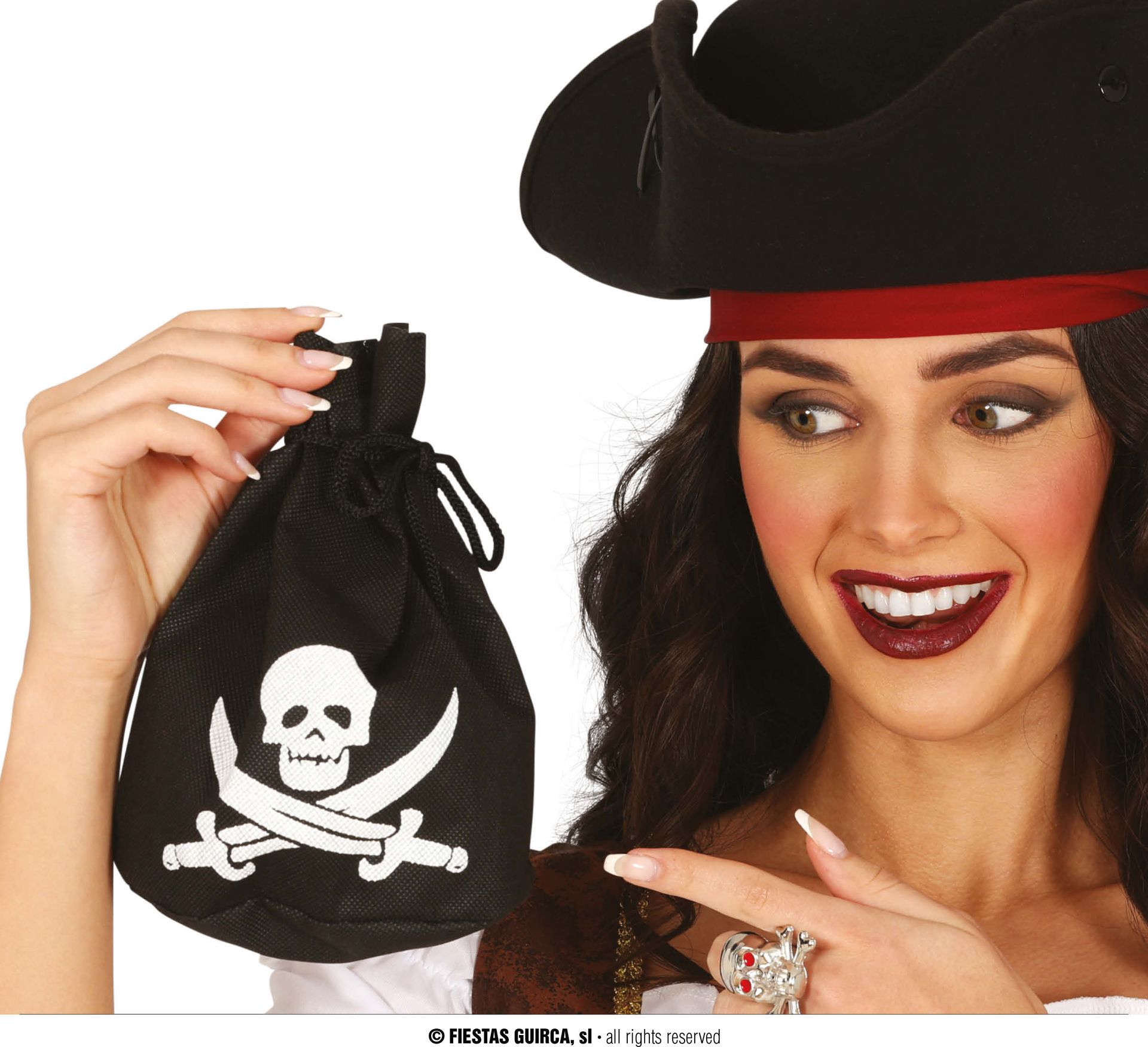 Zwarte Piraten Muntenzakje 19X19cm