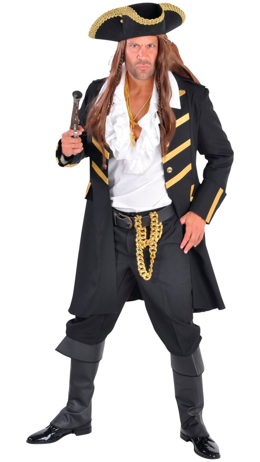 Zwarte Piratenmantel Heren