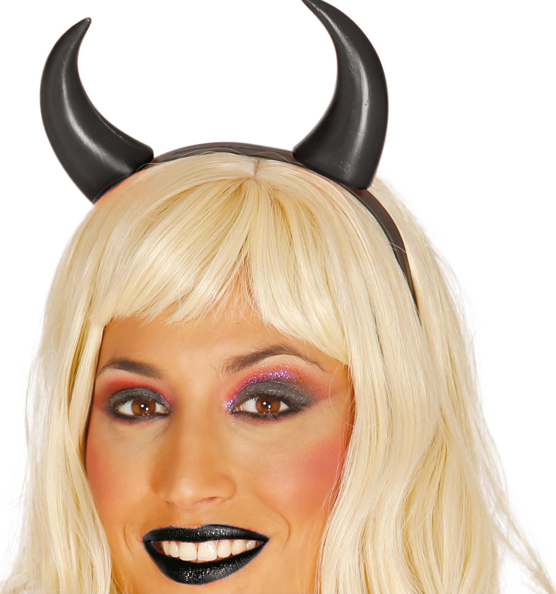 Zwarte Plastic Duivel Hoorntjes Haarband