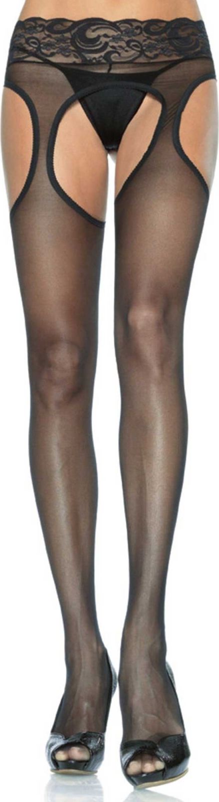 Zwarte Plus Size Panty met Jarretel Effect