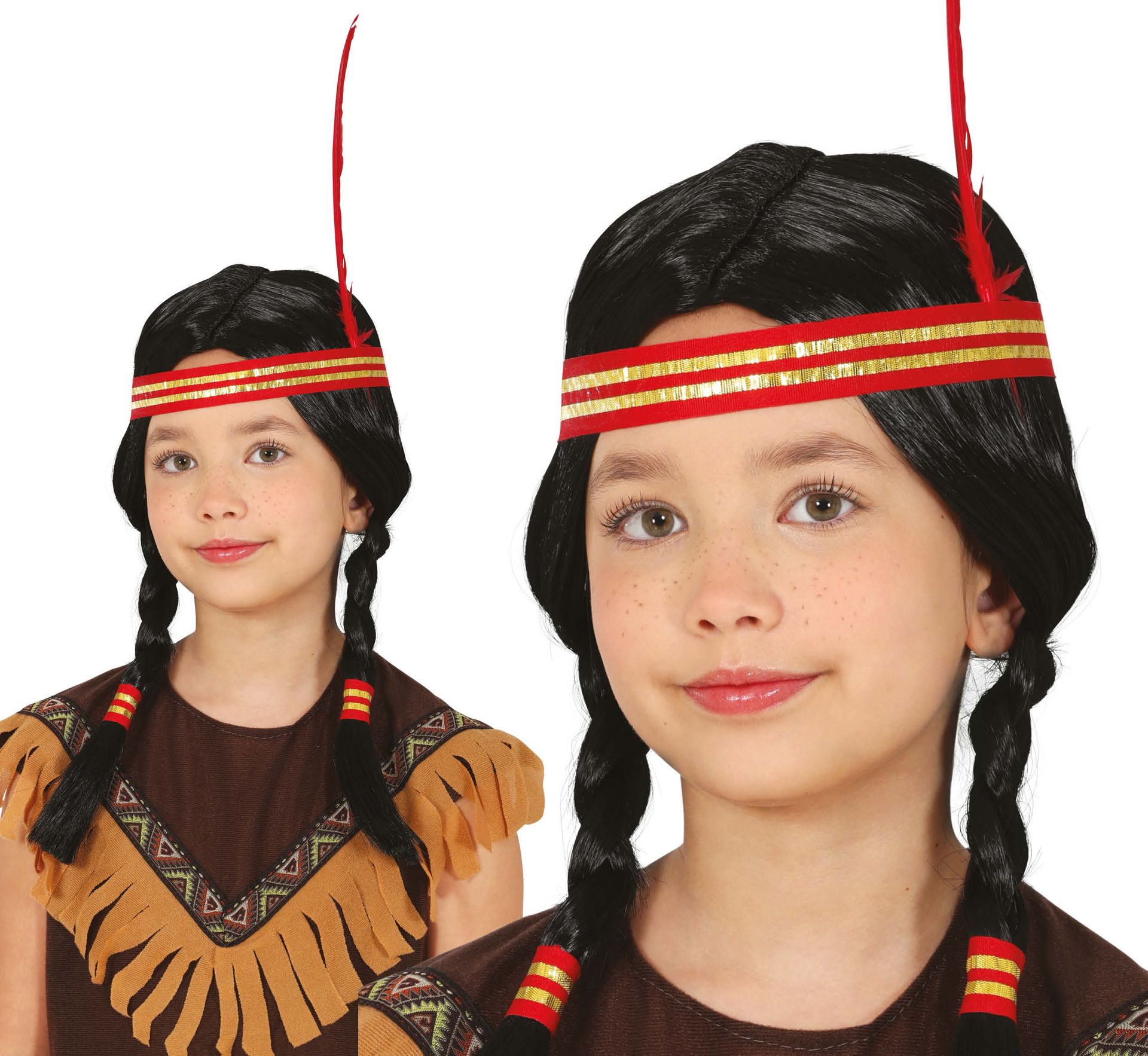 Zwarte Pocahontas Pruik Kind