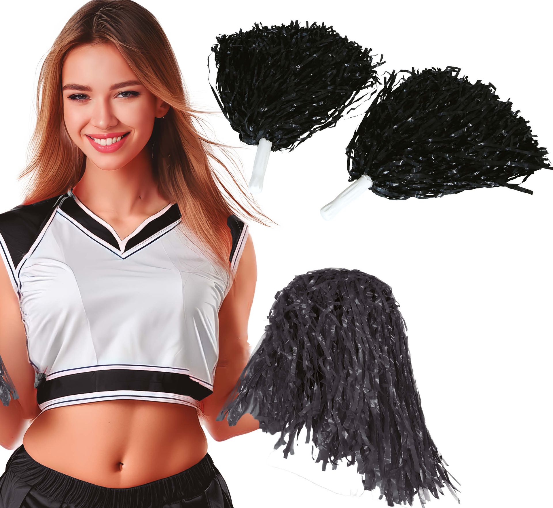 Zwarte Pom-Pom set Cheerleader 2 Stuks Dames