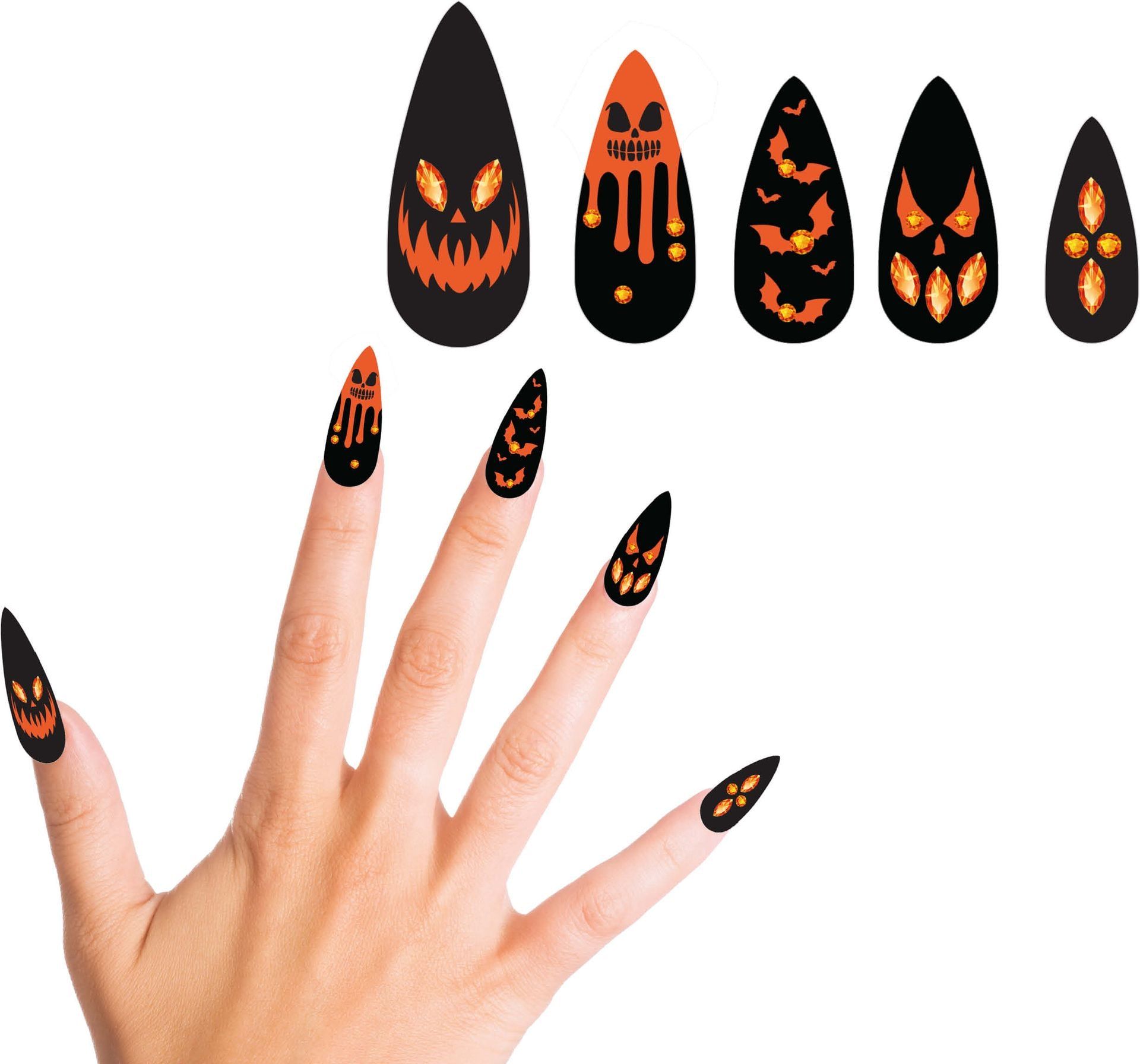 Zwarte Pompoen Nagels Halloween