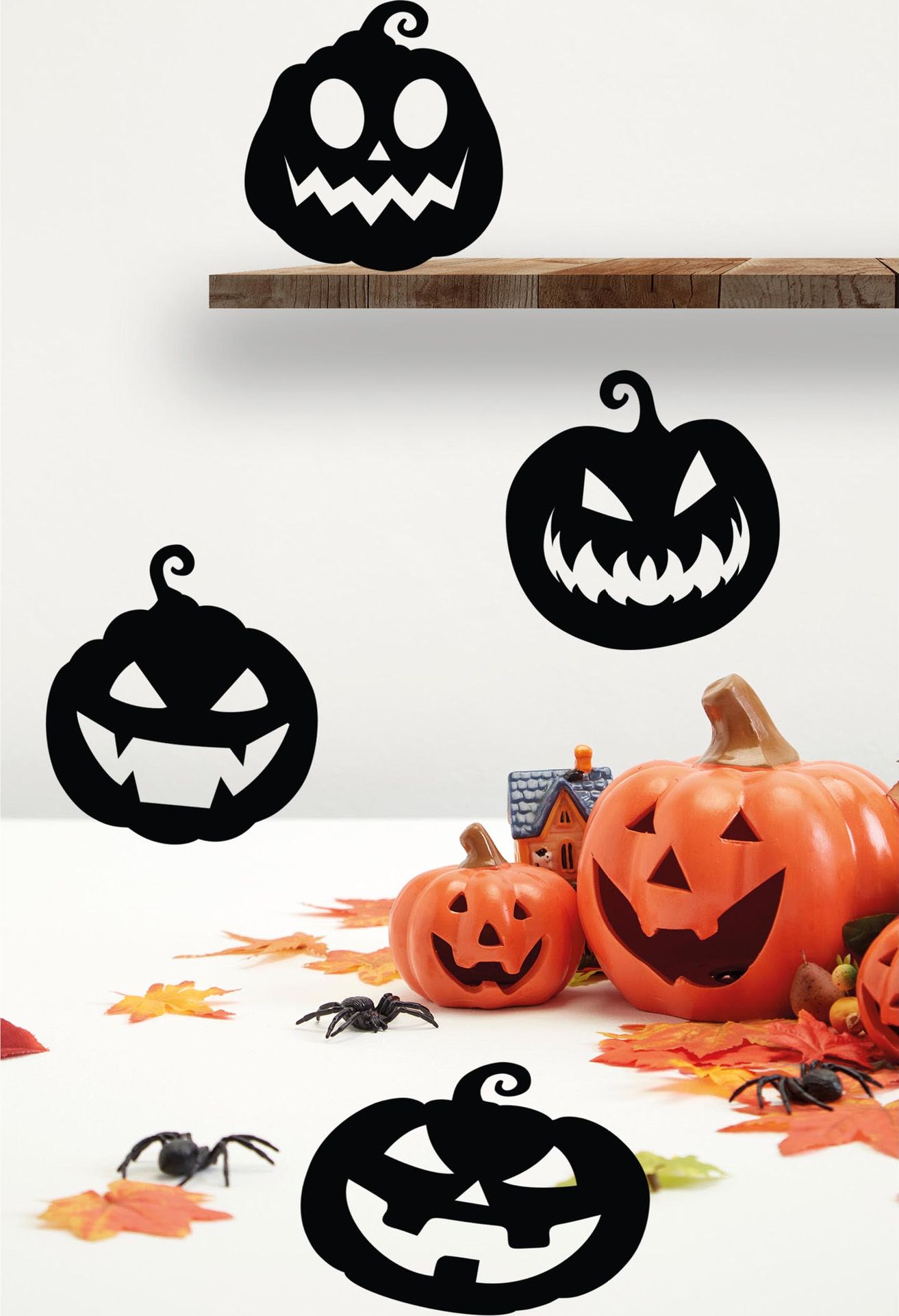 Zwarte Pompoen Silhouette 4 Stuks
