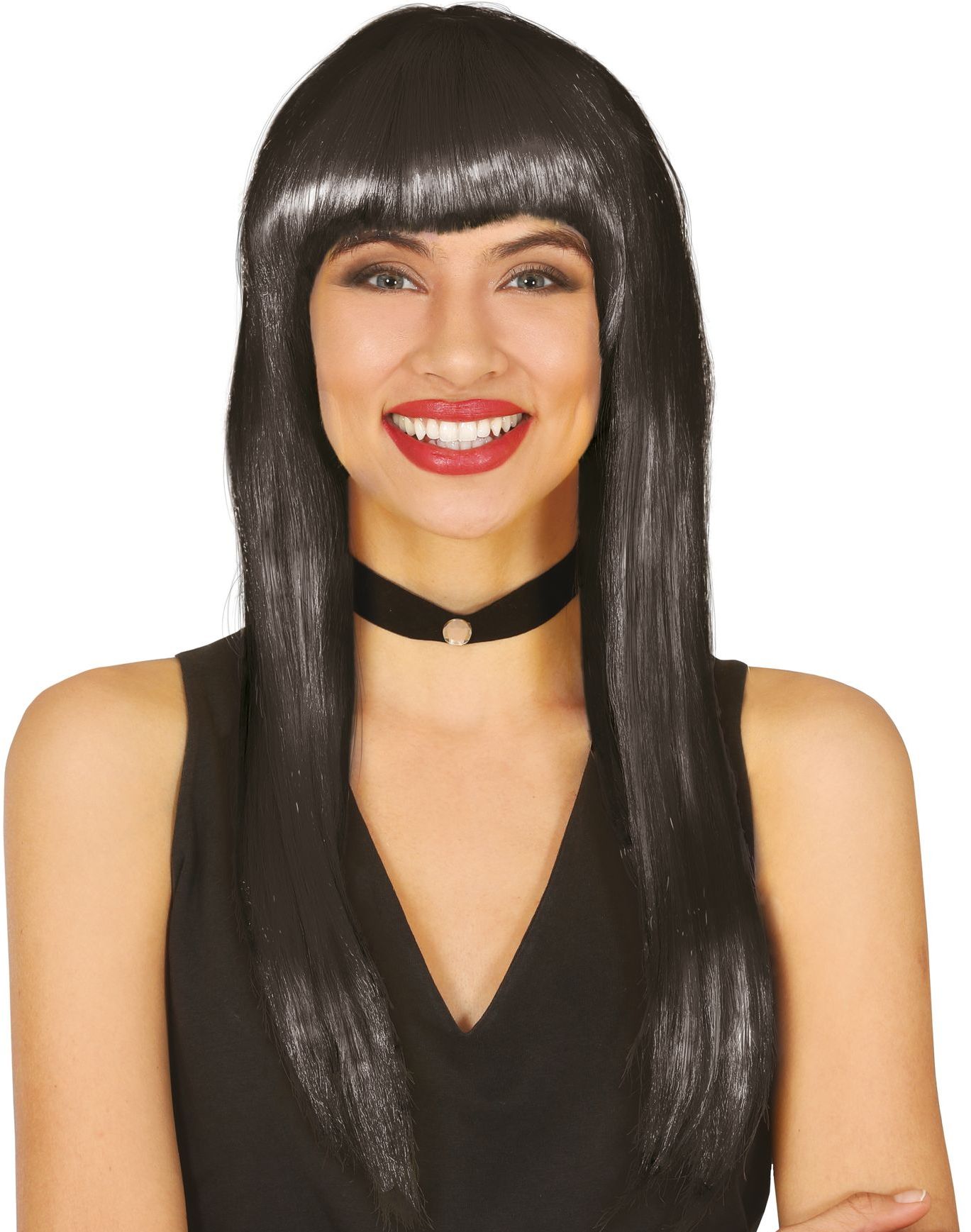 Zwarte Pruik met Pony