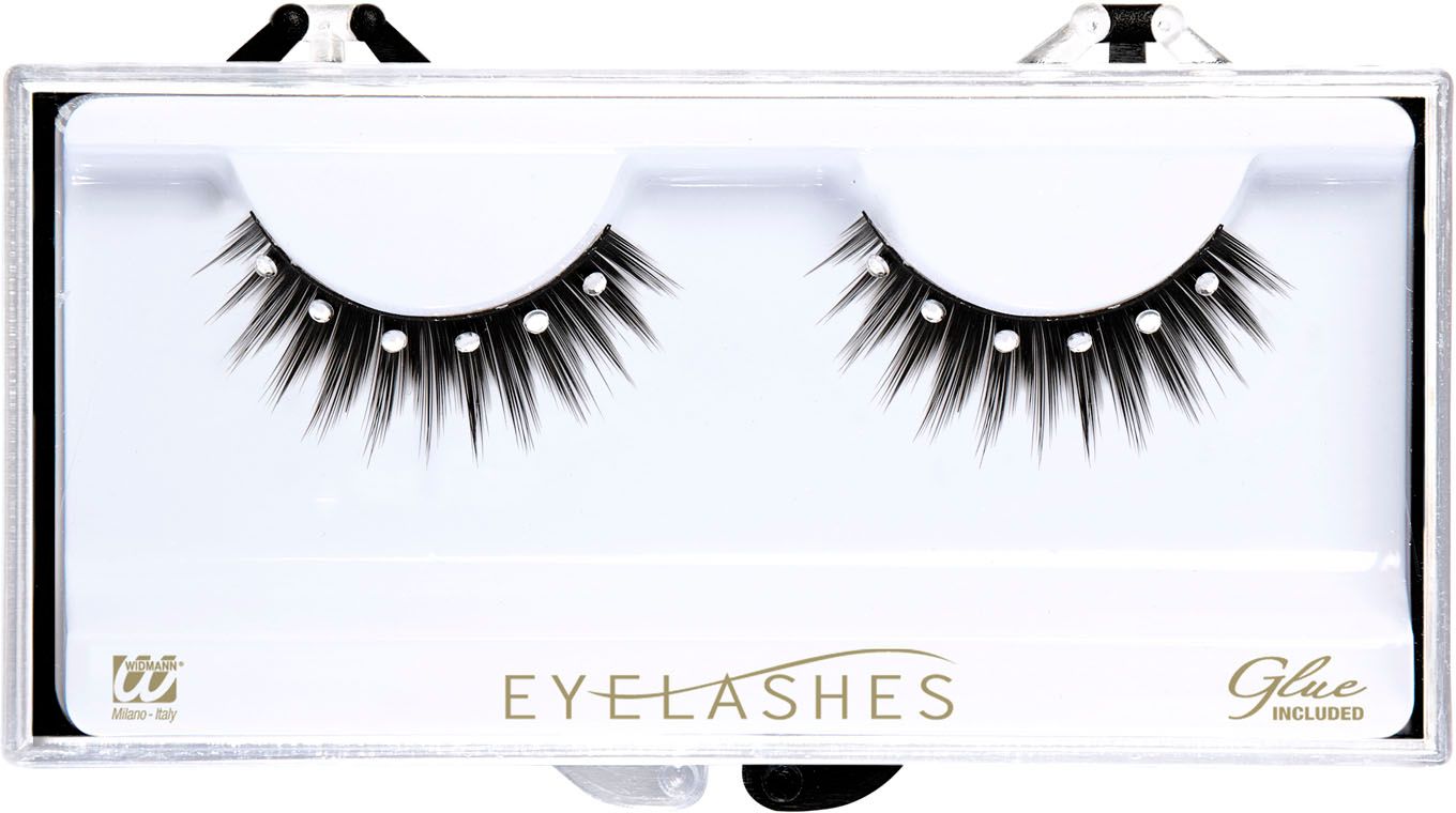 Zwarte Puntige Oogwimpers met Strass Steentjes