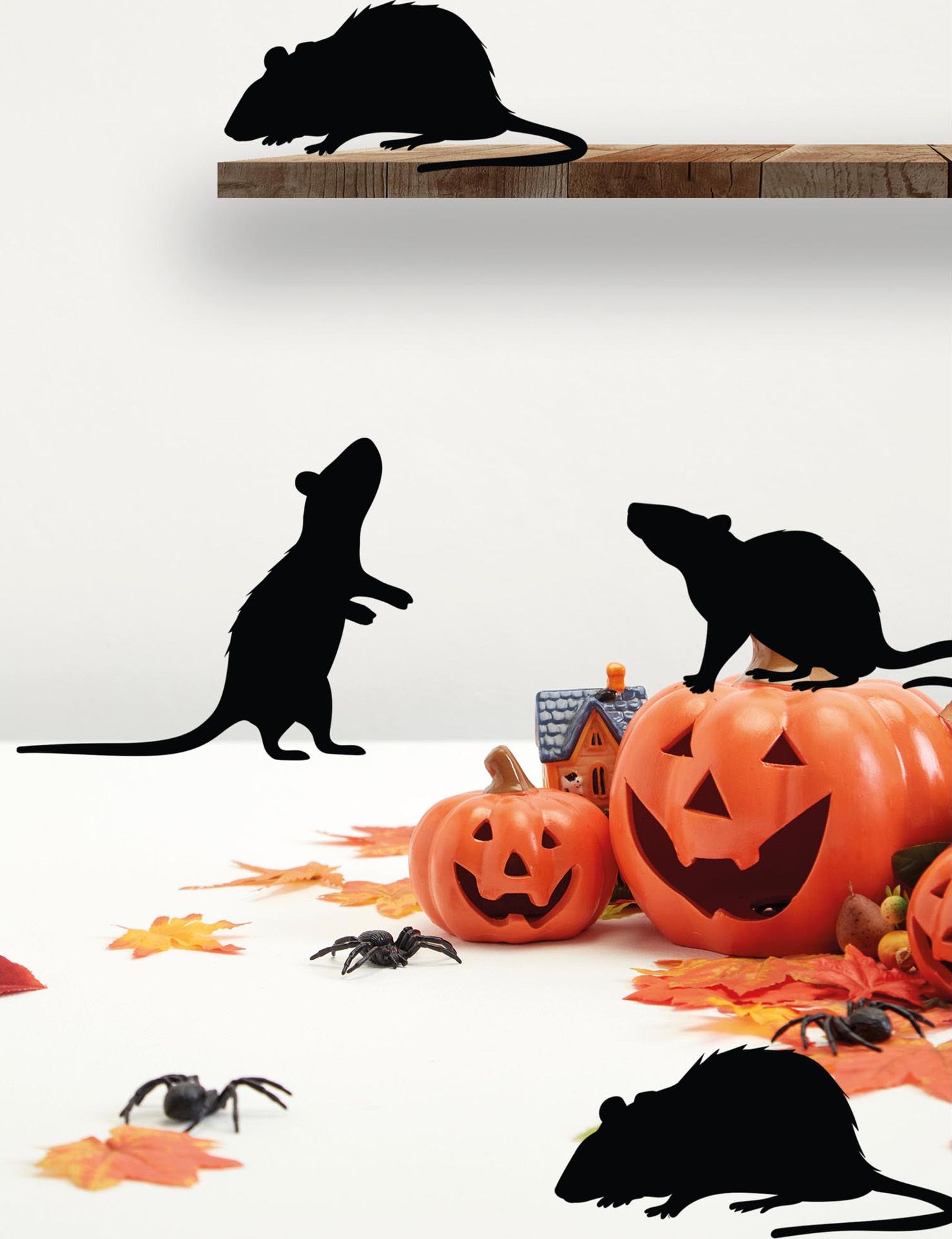 Zwarte Ratten Silhouette 4 Stuks