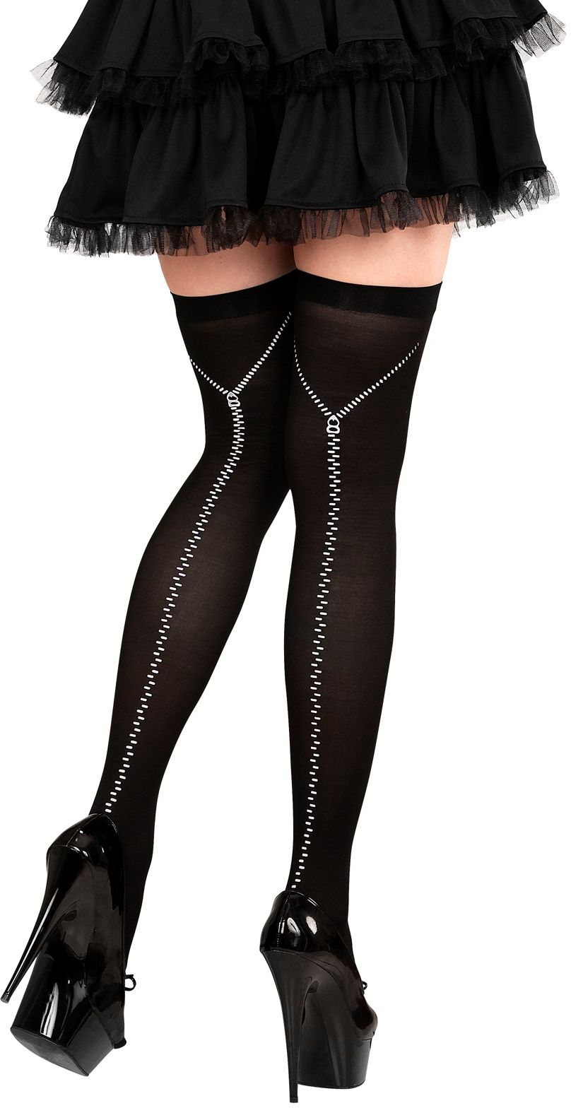 Zwarte Rits Thigh High Kousen