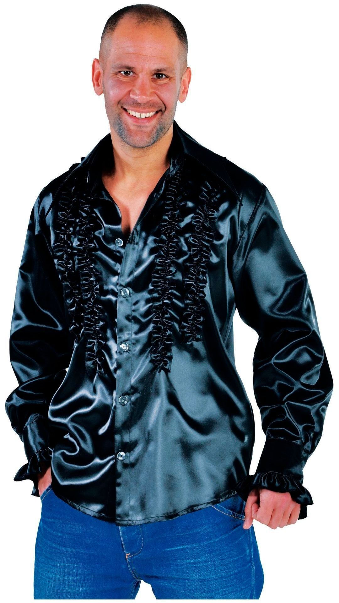 Zwarte Rouches Blouse Heren