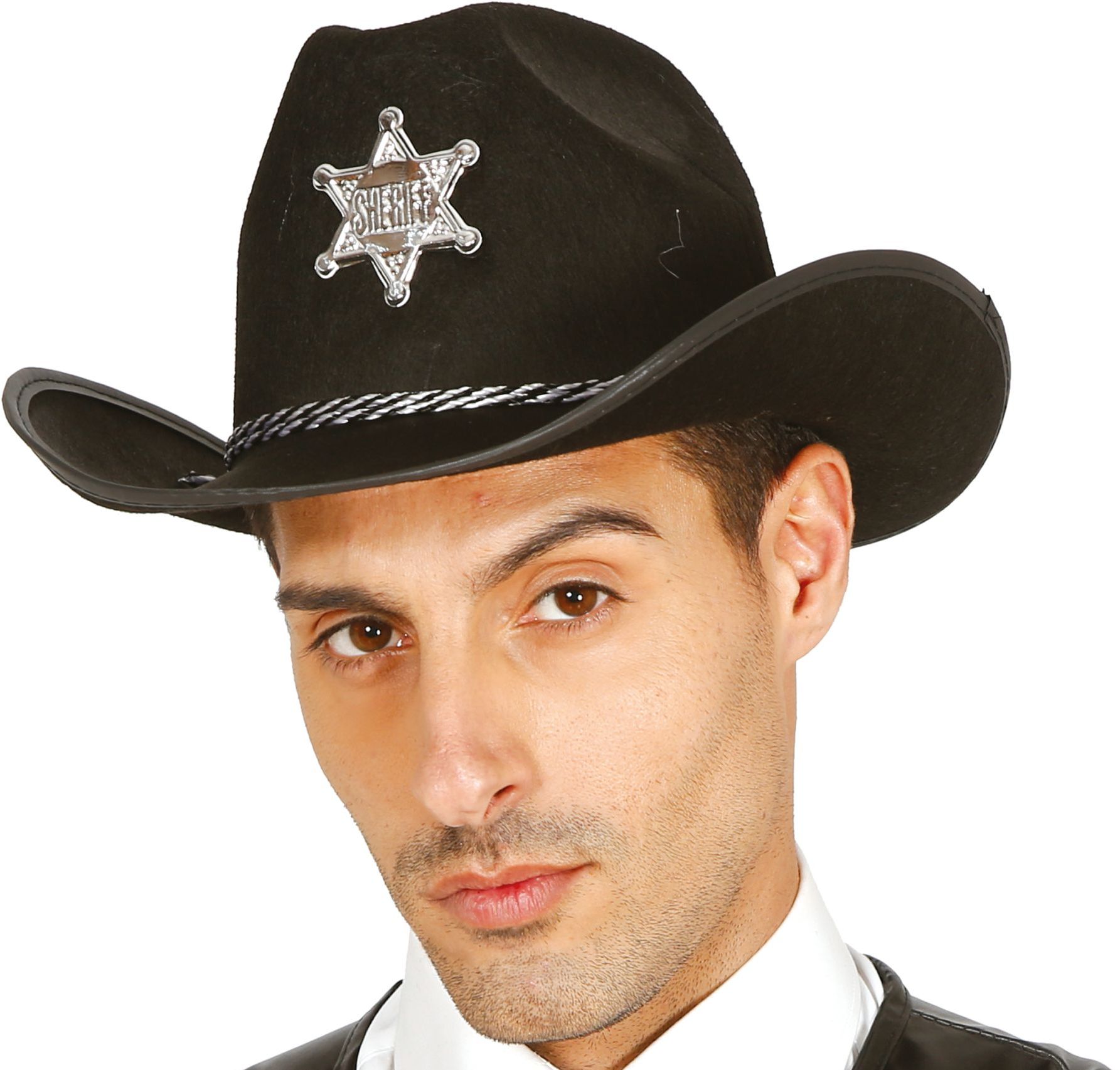 Zwarte sheriff cowboy hoed