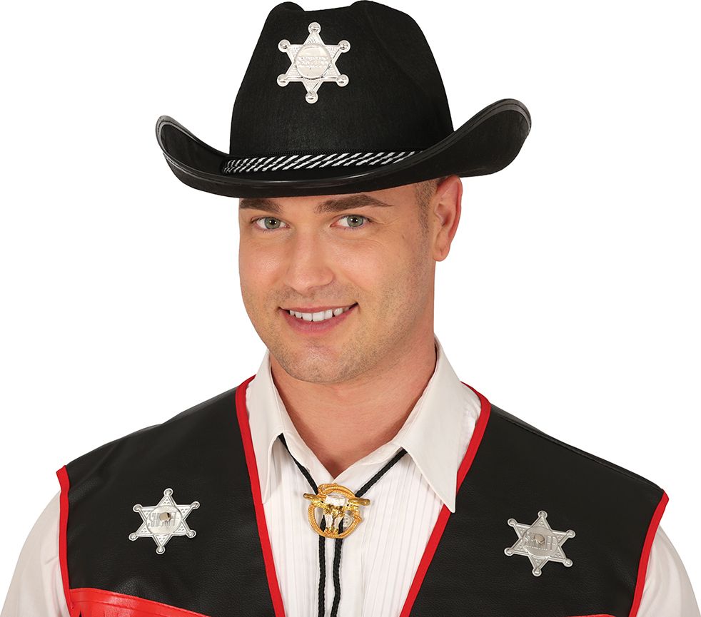 Zwarte Sheriff Cowboy Hoed